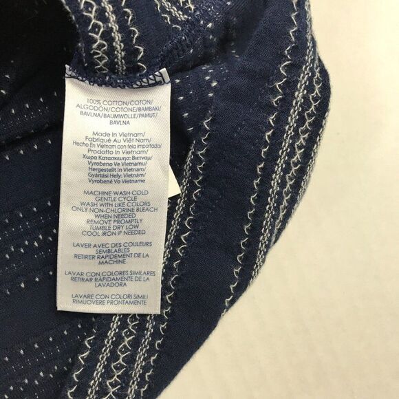 Chaps Womens Cotton Textured Knit Top Striped Shirt Long Sleeve Casual S Small - Picture 9 of 11